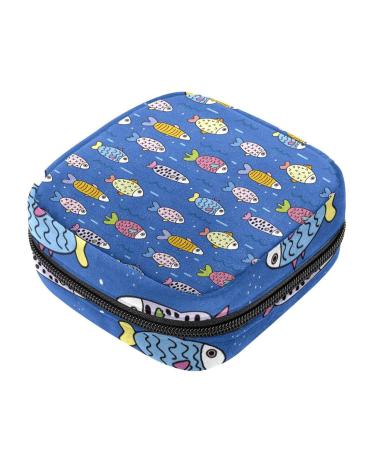 Fish Sanitary Napkin Storage Bags Period Bag for Teen Girls Pad Bags for Period for School Sanitary Pouch for Feminine Products Fish Sanitary Pad Storage Bag with Zipper for Teen Girls Women Ladies Multicoloured 03