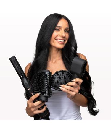 Foxybae Super Styler 4-in-1 Blow Dryer Brush Set | Curler Straightener & Dryer | Frizz-Free Voluminous Hair | Black Rose Gold - Buy Online on GoSupps.com