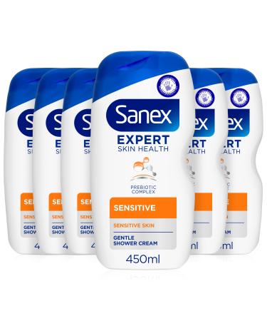 Sanex Body Wash Expert Skin Health Sensitive Shower Gel Dermatologist Tested Gentle for Sensitive Skin Multipack 6 Pack 450ml Bottles Shower Gel 450 ml (Pack of 6)