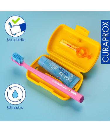 Curaprox Travel Set - Yellow Travel Toothbrush CS 5460 Be You Toothpaste & 2 Interdental Brushes for Complete Oral Care - Buy Online on GoSupps.com