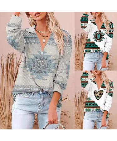 Women's Casual Folk Zip-Up Sweatshirt - Stylish Long Sleeve Hoodie in Small Green - Buy Online on GoSupps.com