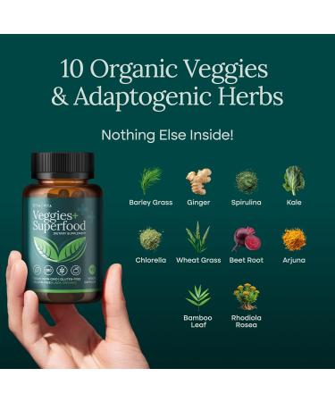 100% Organic Fruits and Veggies Supplement (USDA Organic - Made in USA) 180 Potent Fruits and Vegetable Capsules for Energy Boost & Daily Fruit and Vegetable Vitamins - Vegan, Non-GMO, Gluten-Free - Buy Online on GoSupps.com