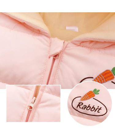 Minizone Baby Snowsuit Winter Romper | Hooded Jumpsuit Cartoon Rabbit | 18-24 Months Pink - Buy Online on GoSupps.com