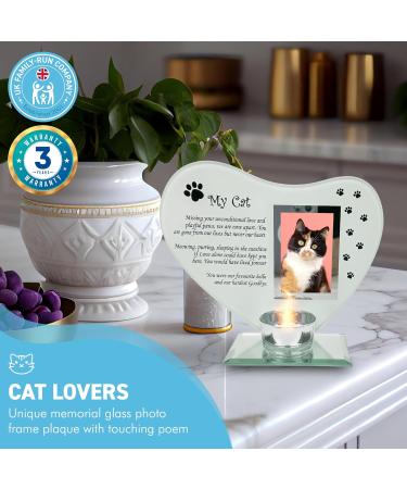 My Cat Glass Memorial Candle Holder and Photo Frame | Grief Sympathy Gift for cat Owners | Memorial plaques for Pets | cat Frame Memorial | Remembrance for cat | cat Candle Holder | in Memory of pet - Buy Online on GoSupps.com