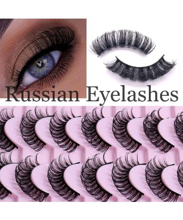 Russian False Eyelashes - Natural D Curly Strip Lashes for Parties, Weddings, Birthdays - 14 Pairs - Buy Online on GoSupps.com