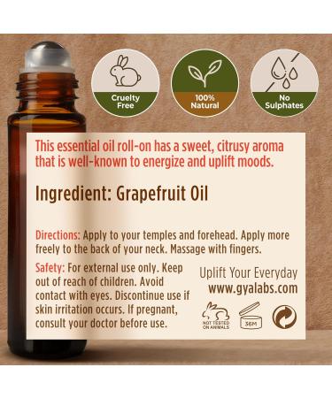 Gya Labs Grapefruit Essential Oil Roll-On 10ml - Sweet Citrus Scent | Pack of 1 - Buy Online on GoSupps.com
