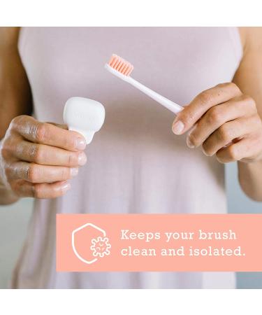 Haven Toothbrush Cover - Travel Holder for Electronic and Manual Toothbrushes - Set of 2 White & Coral Protectors - Buy Online on GoSupps.com