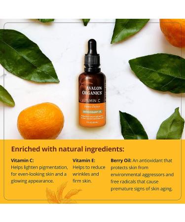 Avalon Organics Vitamin C Oil Anti-Aging Serum | Hydrating & Brightening Formula with Essential Fatty Acids & Vitamin E | Reduce Lines & Wrinkles | Antioxidant Serum - Buy Online on GoSupps.com