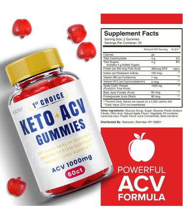 1st Choice Keto ACV Gummies - Weight Shark Loss Tank Vegan Keto + ACV 1000mg (60 Gummies) - Buy Online on GoSupps.com