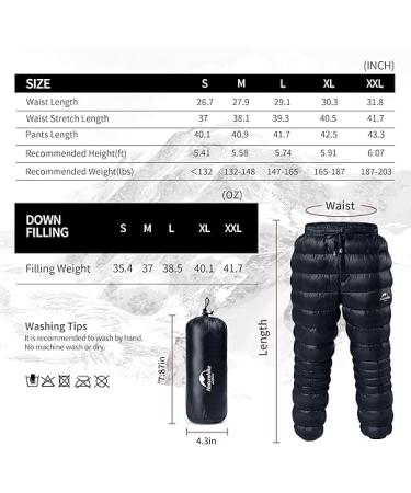 Naturehike Down Pants Men's Women's Puffy Pants Winter Warm Outdoor Men Women Ski Snow Pants Camping Hiking Pants - Black With Pocket - S - Buy Online on GoSupps.com
