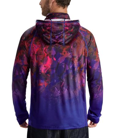 Rodeel UPF 50+ Men's Long Sleeve Performance Fishing Hiking Shirt with UV Neck Gaiter Hoodie - Blue Large - Buy Online on GoSupps.com
