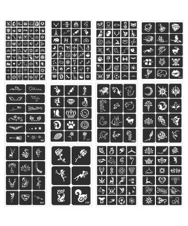 FANOST Tattoo Stencils Kit - 24 Sheets, 400 Designs for Kids, Teens, Adults - Henna, Airbrush, Real Tattoos - Face, Hand, Finger Stencils - Buy Online on GoSupps.com