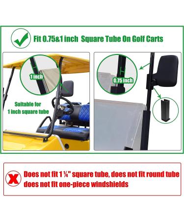 NOKINS Golf Cart Folding Side Rearview Mirror - Fits Club Car EZGO Yamaha - No Drilling, HD Glass, 1'' & 0.75'' Square Tube Compatible - Buy Online on GoSupps.com