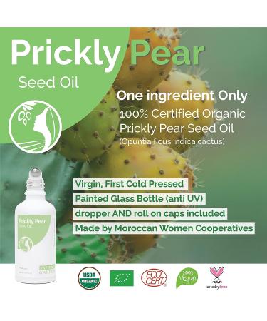 Fatima's Garden Prickly Pear Seed Oil USDA Ecocert Certified Organic Moroccan Anti-aging Moisturizer for Face, Hair, Skin & Nails 1 Fl Oz - Buy Online on GoSupps.com