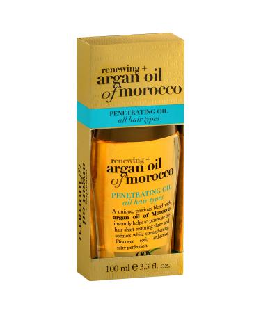 OGX Renewing + Argan Oil of Morocco Penetrating Hair Oil Treatment, Moisturizing & Strengthening Silky Hair Oil for All Hair Types, Paraben-Free, Sulfated-Surfactants Free, 3.3 fl oz Penetrating Oil