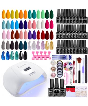 27 Colors Gel Nail Polish Kit with U V Light, 120W UV LED Nail Dryer Lamp Curing Gel Nail Polish Set Popular Gel Nail Polish Set DIY at Home, Nail Manicure Tools SET 1