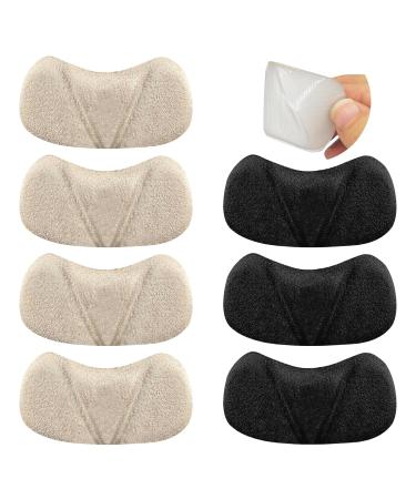 Heel Pads - Heel Inserts for Women Heel Grips Gel Heel Protectors Improved Shoe Fit and Comfort for Loose Shoes Heel Pain Relief (4 Pairs) 2beige+2black