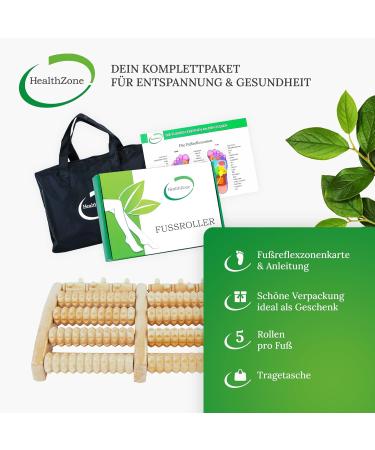 Health Zone Birch Wood Foot Massage Roller | Reflex Zone Therapy Device with Bag & Instructions - Buy Online on GoSupps.com