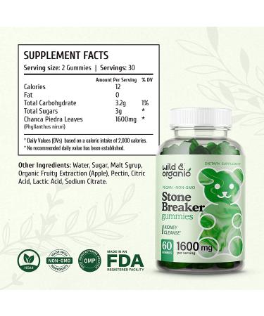 Organic Stone Breaker Gummies - Chanca Piedra Health Supplement for Gallbladder Support - Liver Kidney Cleanse - 60 Count - Buy Online on GoSupps.com