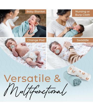 Fern & Avery Swaddle Blankets - Gender Neutral Muslin Swaddles for Baby Boy or Girl - Set of 2 Rainbow Blue Newborn Essential Receiving Blankets - Buy Online on GoSupps.com