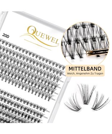 QUEWEL Individual Cluster Lashes - 240 Pieces 0.07D Curl DIY Eyelash Extensions 8-14mm Natural Look Mix 20D+30D - Buy Online on GoSupps.com
