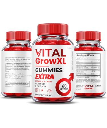 (3 Pack) Vital Grow XL Gummies - Official Formula - Vial Grow XL Advanced Strength Formula Vital Grow XL Reviews Overall Health Support 1000mg Maximum Strength Wellness Supplement (180 Gummies) - Buy Online on GoSupps.com