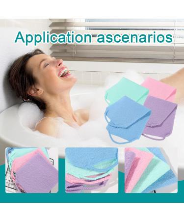 4 Pack Exfoliating Body Scrubber with Handles - Nylon Exfoliating Cloth Back Scrubber Set for Women & Men - Extended Length, Stretchable Pull Strap - Shower Accessories (Green, Blue, Purple, Pink) - Buy Online on GoSupps.com