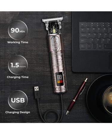 RESUXI Professional Men's Hair Clippers Cordless Zero Gapped Trimmers Pro Li T Blade Trimmer Waterproof Edgers Clippers for Men French Trimmer Detail Beard Shaver LED Display Rose Gold Knight Black - Buy Online on GoSupps.com