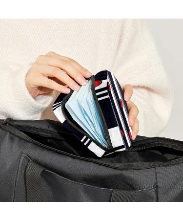 Stylish Women's Period Kit - Cherry Portable Storage Pockets Holder in Black & White Stripes - Buy Online on GoSupps.com