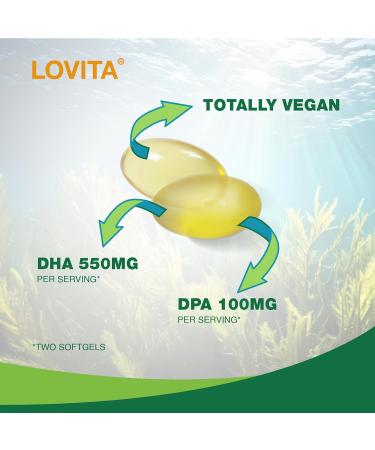 Lovita Algae Omega-3 Vegan and Plant-Based DHA & DPA Fish Oil Alternative 1000mg Algae Oil Support Heart and Brain Health Carrageen-Free 90 Softgels 90 Count (Pack of 1) Standard Package - Buy Online on GoSupps.com