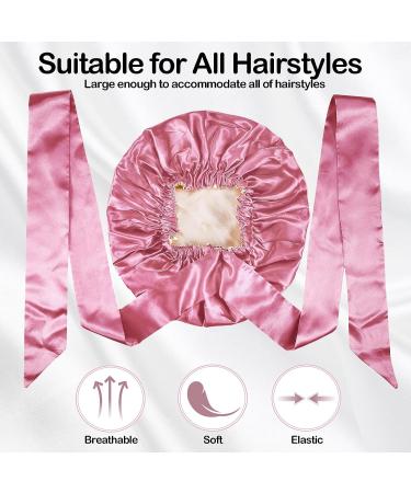 Silk Satin Bonnet for Sleeping - 8 Pcs Multicolor Set | Wide Tie Band, Double Layer Silk Hair Wrap Cap for Long Curly Hair - Buy Online on GoSupps.com