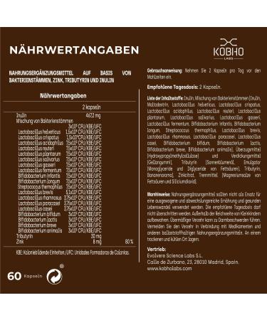 Probiotics Capsules with Inulin Tributyrin & Zinc | Prebiotic & Postbiotic for Intestinal Health | Vegan | 60 Pieces - Made in EU - Buy Online on GoSupps.com