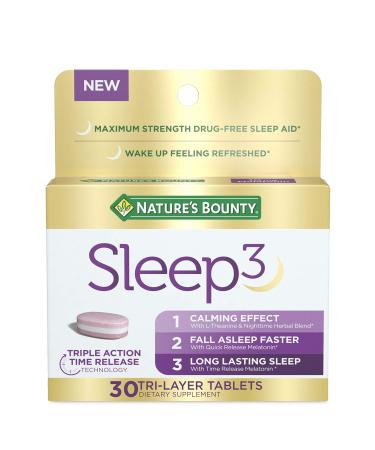 Nature's Bounty Sleep 3 Maximum Strength Drug-Free Sleep Aid 30 Tri-Layered Tablets - Buy Online on GoSupps.com