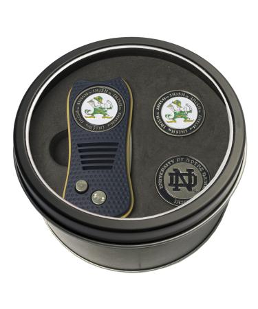 Team Golf NCAA Notre Dame Fighting Irish Gift Set Switchblade Divot Tool with 3 Double-Sided Magnetic Ball Markers, Patented Single Prong Design, Causes Less Damage to Greens, Switchblade Mechanism