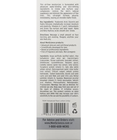 MenScience Androceuticals Advanced Face Lotion 3.4 fl oz - Hydrating Facial Moisturizer - Buy Online on GoSupps.com