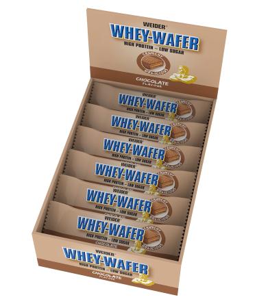 Weider Whey Wafer Proteinriegel 35g chocolate crispy protein waffles with chocolate coating sugar arm with only 0.7 g sugar per waffle delicious fitness snack box with 12 x 35 g