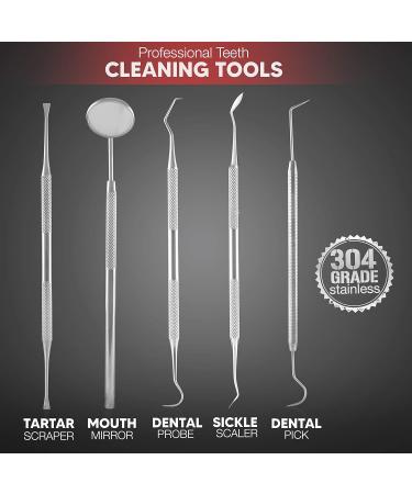 Premium 5-Piece Dental Care Set - Deep Tooth Cleaning Tools - Stainless Steel Dentist Kit for Personal Use - Buy Online on GoSupps.com