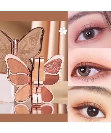 Butterfly Shape Eyeshadow Palette with 6 Shades | Ultra-Blendable High Pigmented Matte Glitter Eye Shadow Pallet High Pigmented Waterproof Eye Makeup Long Chocolate Mousse Color - Buy Online on GoSupps.com