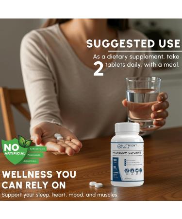 400 mg Pure Magnesium Glycinate 180 Tablets Non Buffered High Absorption Non-GMO Promotes Cardiovascular Health for Stress Relief, Sleep, Heart Health, Ease Muscles, Calm Headaches, Nerves 1 Count (Pack of 1) - Buy Online on GoSupps.com