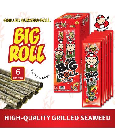Tao Kae Noi Big Roll Grilled Seaweed Snacks - Spicy Flavor, Healthy Nori Sheet Rolls for Kids and Adults (6 pack, 3g Bags) - Buy Online on GoSupps.com