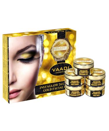 Vaadi Herbals Gold Facial Kit (24 Carat Gold Leaves Marigold Wheatgerm Oil Lemon Peel Extract) 270g