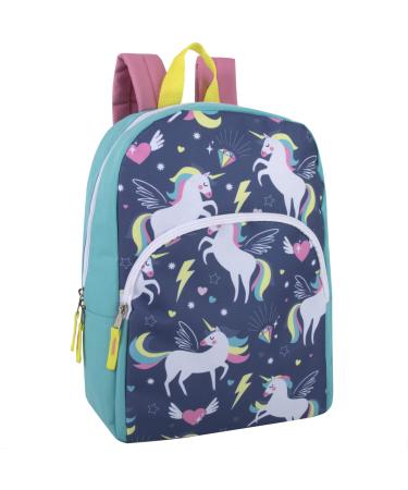 Trail maker 15 Inch Kids Backpacks for Preschool, Kindergarten, Elementary School Boys and Girls with Padded Straps Unicorn Party
