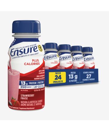 Ensure Plus Calories Nutritional Supplement Shake Value Pack To Help With Healthy Weight Gain Or Maintenance Strawberry 24 x 235-mL Bottles