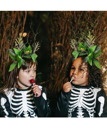 Ciieeo Handmade Green Branch Crown Antler Hair Band Woodland Flower Handband Antler Headpiece for Women Cosplay Halloween Party - Buy Online on GoSupps.com