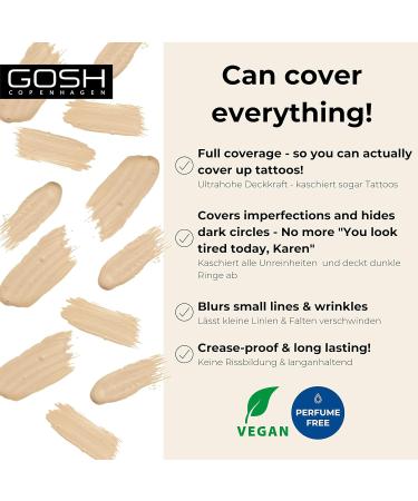 GOSH Concealer High Coverage 003 Sand - Vegan Makeup for Dark Circles Redness & Impurities | IFLUSIE MACHUP 21.5g - Buy Online on GoSupps.com