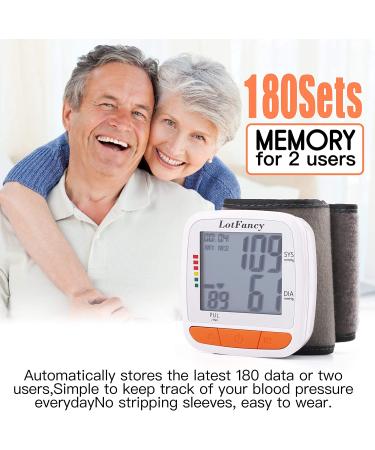 LotFancy Wrist Blood Pressure Monitor with Adjustable Cuff | 2 Users | 180 Reading Memory | Automatic Digital BP Monitor with Irregular Heartbeat Detector - Buy Online on GoSupps.com