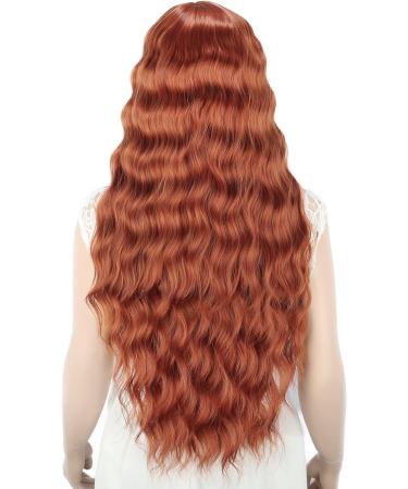 YEESHEDO Auburn Long Hair Wig for Women - Natural Curly Wavy Synthetic Fringe Red Wig - 28 Inches for Party, Cosplay or Daily Wear - Buy Online on GoSupps.com