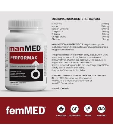 manMED Performax Men s Physical Performance Booster. Sexual Health Formula for Men. Male Enhancement. Enhanced Stamina Energy & Sex Drive. L-Arginine Maca Korean Ginseng & Tongkat Ali. 60 Count - Buy Online on GoSupps.com