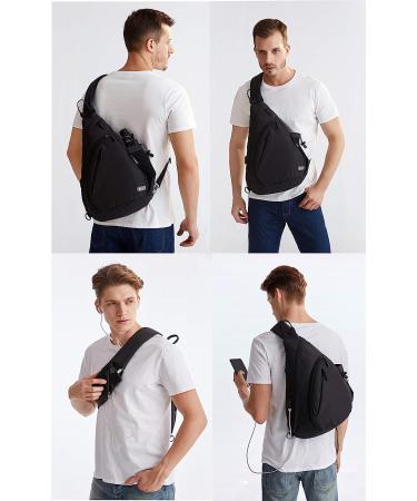 TurnWay Waterproof Sling Bag with USB Charging Port | Travel, Hiking, Cycling, Camping | Black - Buy Online on GoSupps.com