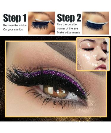 Glitter Sticker Set with Bold Colors for Easy Makeup Black Solid 4 Pairs Waterproof and Reusable Suitable for Parties and Daily Life (Purple) - Buy Online on GoSupps.com